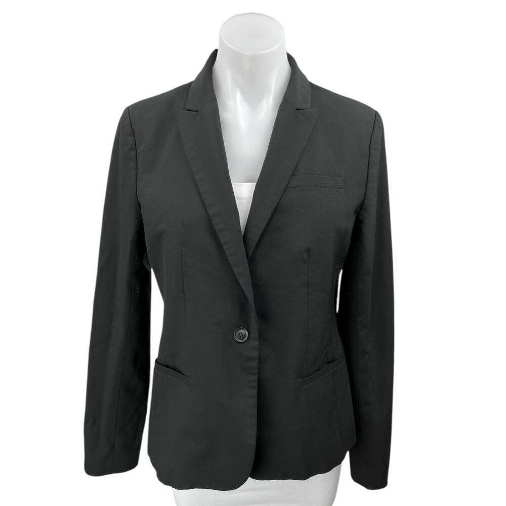 Banana Republic Women's Black Wool One Button Notch Collar Blazer Coat Jacket 10